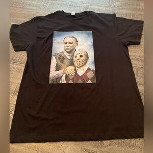 Step Brothers Jason Voorhees Michael Myers Large Graphic T-Shirt NWOT
